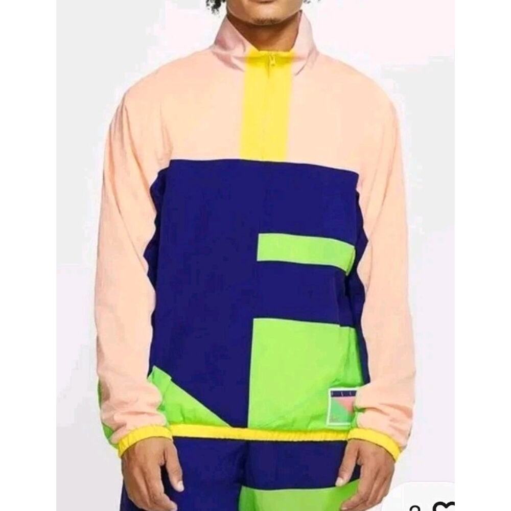 Nike Flight Basketball Jacket Mens Medium Pink Windbreaker Quarter Zip Pullover